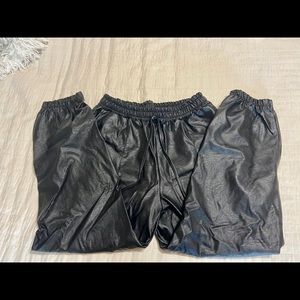 Leather look joggers